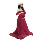Plataz Women's Lace Pregnant Women Tailing Short-Sleeved Dress Photography Flying Sleeve Dress 8919 (Plus New Color) Maternity