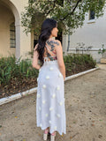 Plataz Spaghetti Strap Backless 3D Flowers Maternity Maxi Dress Maternity