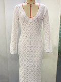 Plataz White Knitting Backless Tie Back Deep V-neck Photoshoot Maternity Maxi Dress Maternity