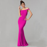 Plataz Women's Off Shoulder Maxi Evening Dress ¨C Elegant Formal HZ1007
