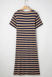 Plataz Striped V-Neck Midi T-Shirt Dress DJPT