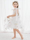 Plataz Sleeveless Floral Embroidered Tulle Toddler Flower Girl HZ1007