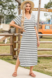 Plataz Striped V-Neck Midi T-Shirt Dress DJPT