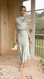 Plataz Sleeveless O-Neck Solid Maxi Evening HZ1007