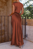 Plataz Formal Solid V Neck Evening Dress HZ1007