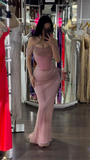 Plataz Off-shoulder Sleeveless Mermaid Satin Long Evening Prom Dresses SD1582 HZ0628