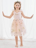 Plataz Sleeveless Floral Embroidered Tulle Toddler Flower Girl HZ1007
