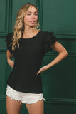 Plataz Birdseye Texture Layered Ruffle Top DJPT