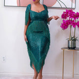 Plataz Dress Sequined Tassels Slim Fit Sexy Bridesmaid Dress HZ1007