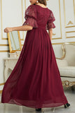 Plataz Elegant Solid Lace V Neck Evening Dress HZ1007