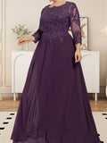 Plataz Scoop Floor-Length Lace Chiffon Mother of the Bride Dress With HZ1007