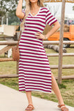 Plataz Striped V-Neck Midi T-Shirt Dress DJPT