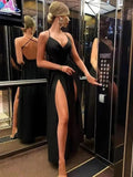 Plataz Deep V Neck Sexy Dress For Women High Waist Split Backless Sundress Femme Party Temperament Slim Evening Dresses HZ1007