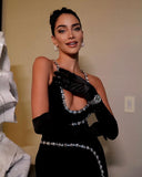 Plataz Long Sequin Mesh Halter Prom HZ1007