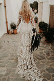 Plataz Unique Lace Long Sleeves Bohemian Wedding Dress HZ1007