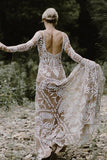 Plataz Unique Lace Long Sleeves Bohemian Wedding Dress HZ1007