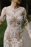 Plataz Unique Lace Long Sleeves Bohemian Wedding Dress HZ1007