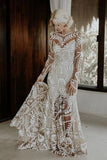 Plataz Unique Lace Long Sleeves Bohemian Wedding Dress HZ1007