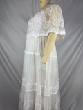Plataz White Off Shoulder Lace Tiered Boat Neck Flowy Elegant Maternity Photoshoot Dress Maternity