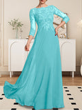 Plataz Scoop Floor-Length Lace Chiffon Mother of the Bride Dress With HZ1007