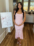 Plataz Pink Lace Ruched Corset High-low Tank Mermaid Elegant Cocktail Gown Maternity Baby Shower Maxi Dress Maternity