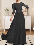 Plataz Scoop Floor-Length Lace Chiffon Mother of the Bride Dress With HZ1007