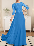 Plataz Scoop Floor-Length Lace Chiffon Mother of the Bride Dress With HZ1007