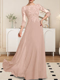 Plataz Scoop Floor-Length Lace Chiffon Mother of the Bride Dress With HZ1007
