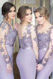 Plataz Lace Long Sleeves Bridesmaid Dress, Mermaid Wedding Party HZ1007