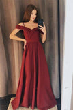 Plataz Satin Off Shoulder Prom Dresses, Long Bridesmaid HZ1007