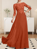 Plataz Scoop Floor-Length Lace Chiffon Mother of the Bride Dress With HZ1007