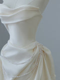 Plataz Mermaid Strapless Long Wedding Dresses With Short Sleeves Brides Dress S3817 HZ0628