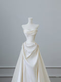 Plataz Mermaid Strapless Long Wedding Dresses With Short Sleeves Brides Dress S3817 HZ0628