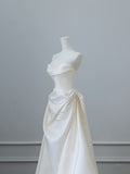 Plataz Mermaid Strapless Long Wedding Dresses With Short Sleeves Brides Dress S3817 HZ0628