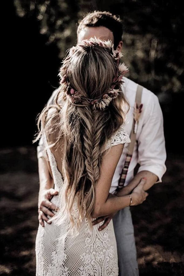 Plataz Sleeve Sheath Boho Wedding Dresses Vintage Lace Rustic Wedding HZ1007