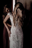 Plataz Sleeve Sheath Boho Wedding Dresses Vintage Lace Rustic Wedding HZ1007