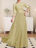 Plataz Scoop Floor-Length Lace Chiffon Mother of the Bride Dress With HZ1007