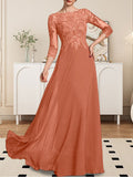 Plataz Scoop Floor-Length Lace Chiffon Mother of the Bride Dress With HZ1007
