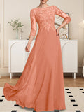 Plataz Scoop Floor-Length Lace Chiffon Mother of the Bride Dress With HZ1007