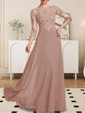 Plataz Scoop Floor-Length Lace Chiffon Mother of the Bride Dress With HZ1007