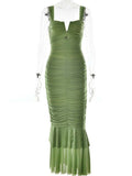 Plataz Condole Belt Ruched Bodycon Cut Out Mermaid Sleeveless Babyshower Maternity Maxi Dress Maternity