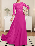 Plataz Scoop Floor-Length Lace Chiffon Mother of the Bride Dress With HZ1007