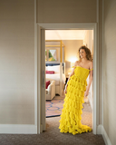 Plataz Ceremony Long Women Dress Off Shoulder Pleated Layered Women Evening Dress Custom Made HZ1007