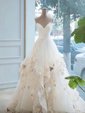 Plataz Line Straps Wedding Dress ,White Bridal Dress HZ1007
