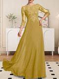 Plataz Scoop Floor-Length Lace Chiffon Mother of the Bride Dress With HZ1007