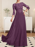 Plataz Scoop Floor-Length Lace Chiffon Mother of the Bride Dress With HZ1007