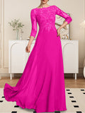 Plataz Scoop Floor-Length Lace Chiffon Mother of the Bride Dress With HZ1007