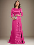 Plataz Scoop Floor-Length Lace Satin Mother Of the Bride Dress With HZ1007