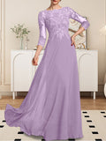Plataz Scoop Floor-Length Lace Chiffon Mother of the Bride Dress With HZ1007