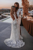 Plataz Sleeve V-neck Lace Appliques Boho Wedding Dress HZ1007